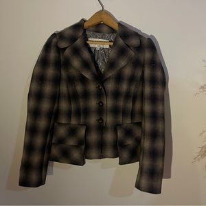 Trina Turk blazer, neutrals plaid